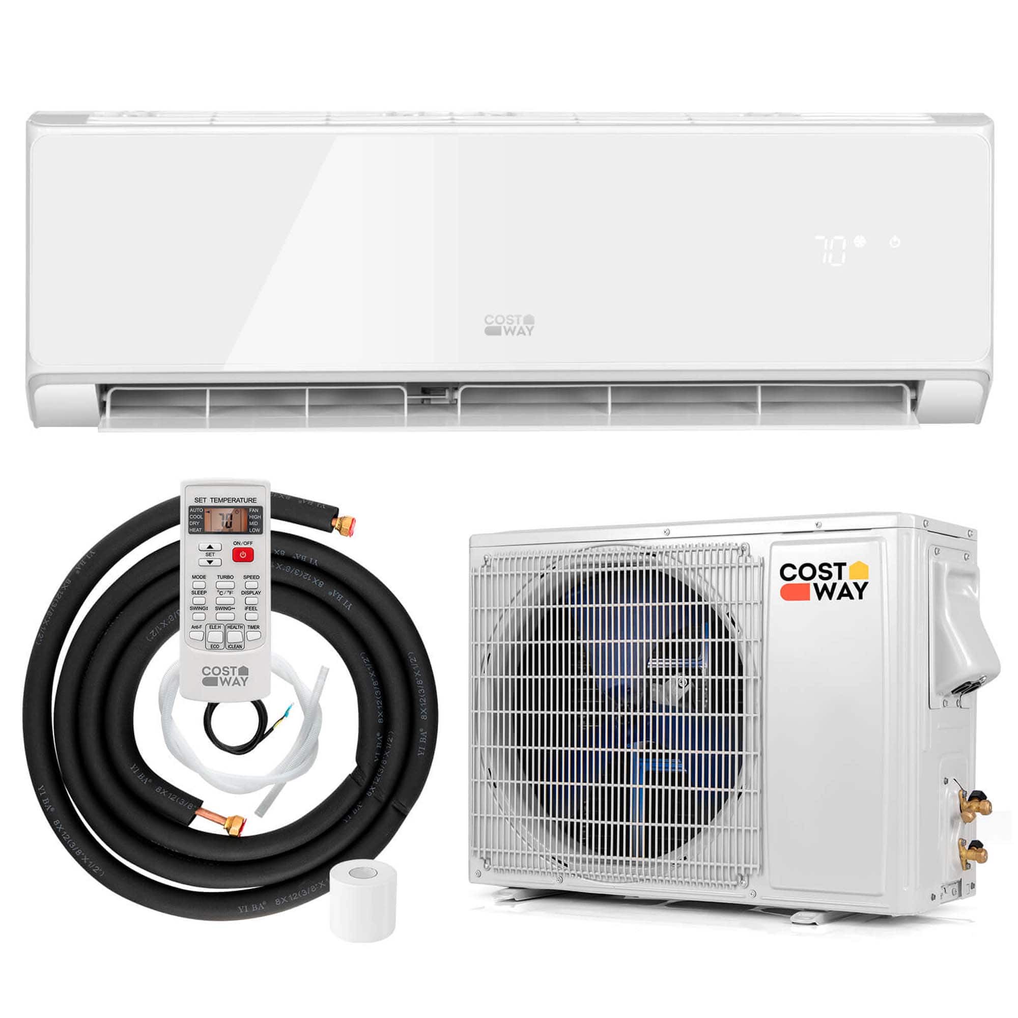 Costway - 18000BTU Wifi Enabled Mini Split Air Conditioner & Heater with Heat Pump White - White