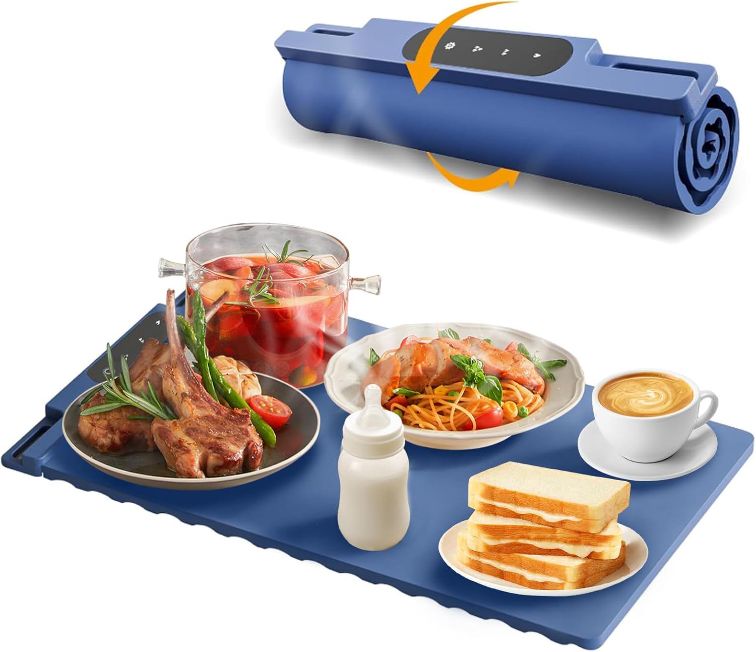 Food Warming Mat, Electric Heating Tray with Temperature Control and Time Setting Function, Portable Warmer for Kitchen Buffets Party