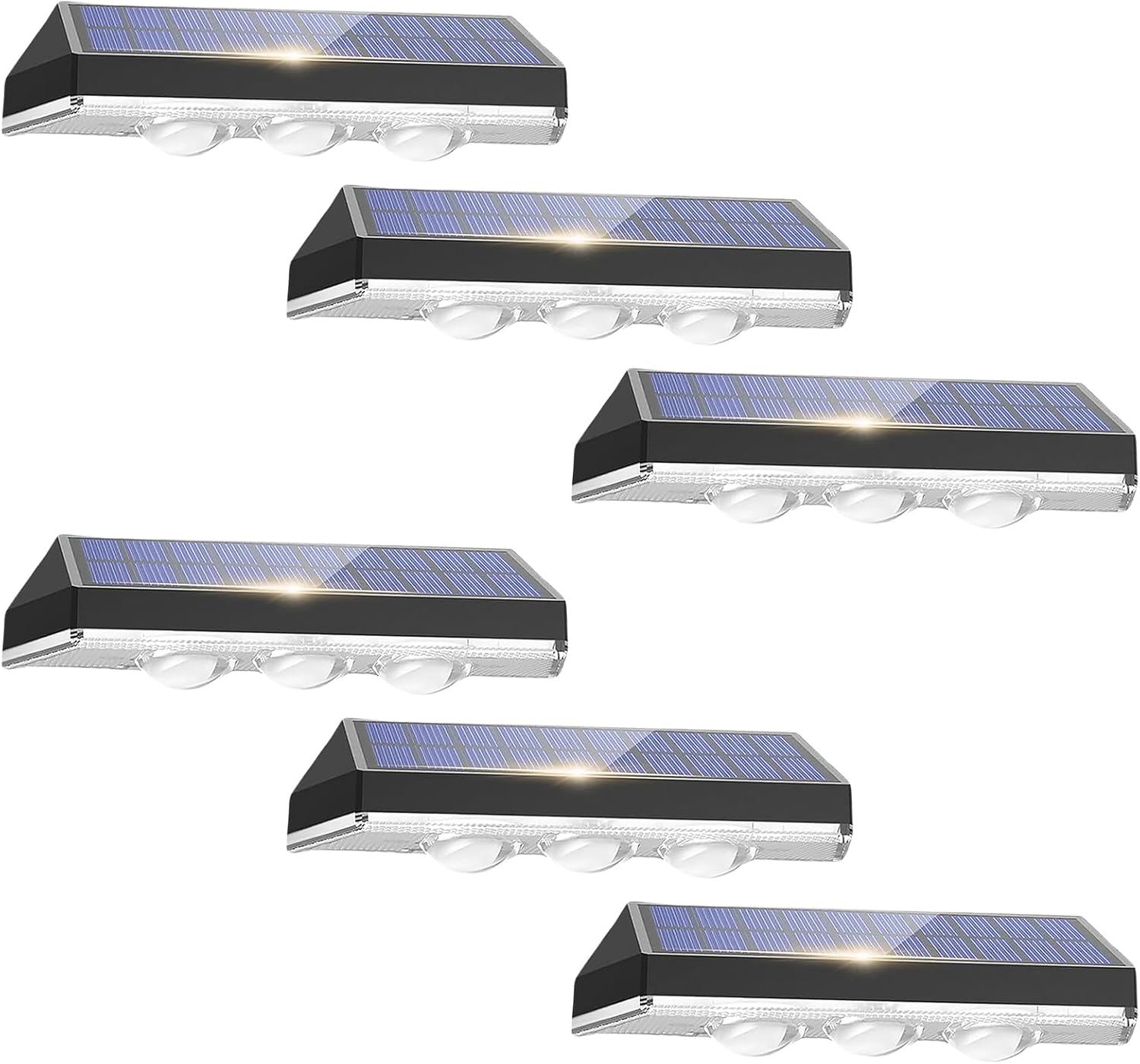 Solar Fence Lights, RGB Outdoor Waterproof LED Lights with 12 Modes, Color-Changing Solar Lighting for Patio, Backyard, Deck, and Railing (6 Pack)