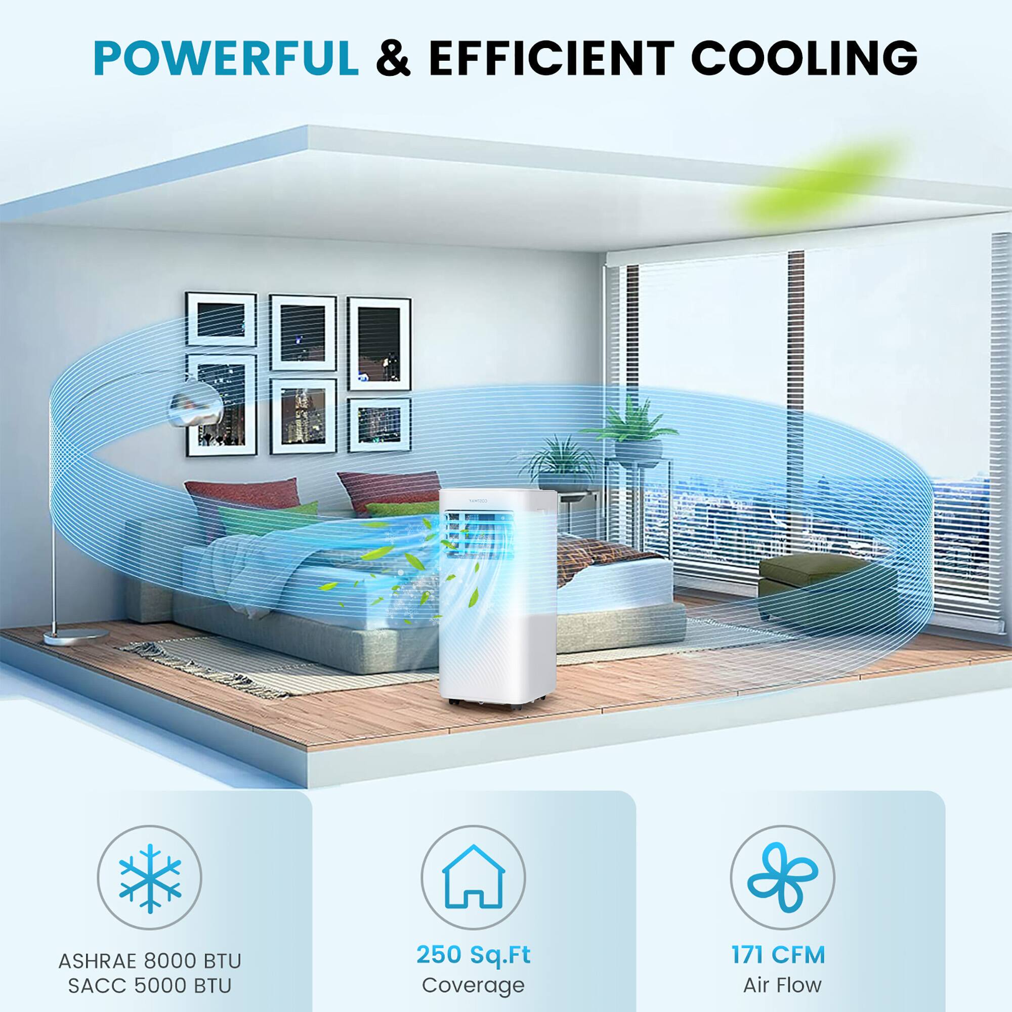 Costway - 5000 BTU Portable Air Conditioner Cools up to 250 Sq.Ft 4-in-1 AC Unit with Cool Fan Dehum Sleep Mode - White