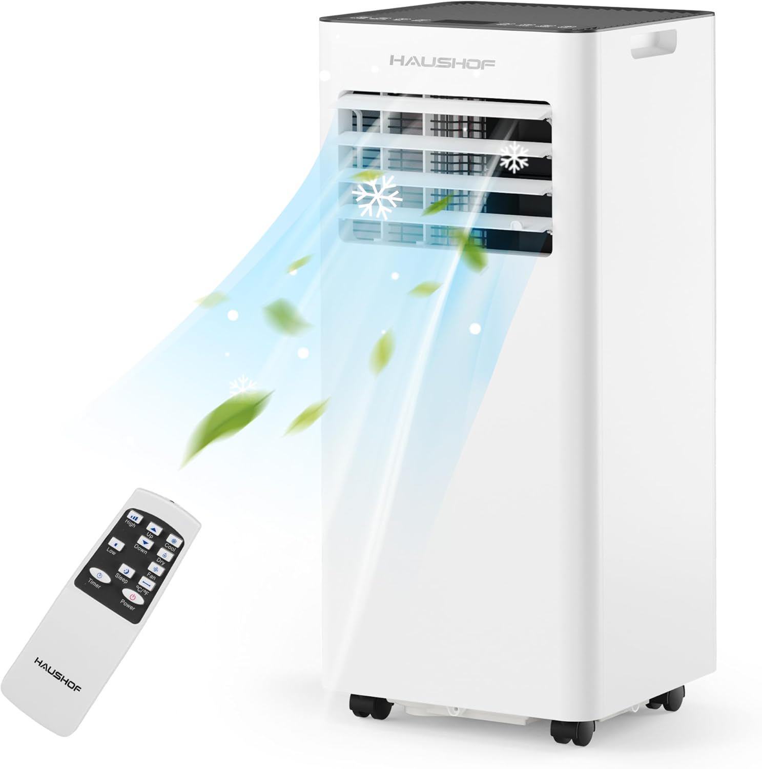 HAUSHOF 10,000 BTU Portable Air Conditioner, 3-in-1 AC Unit with Fan, Dehumidifier, Remote Control, LED Display & 24H Timer, Cools Rooms up to 430 Sq. Ft