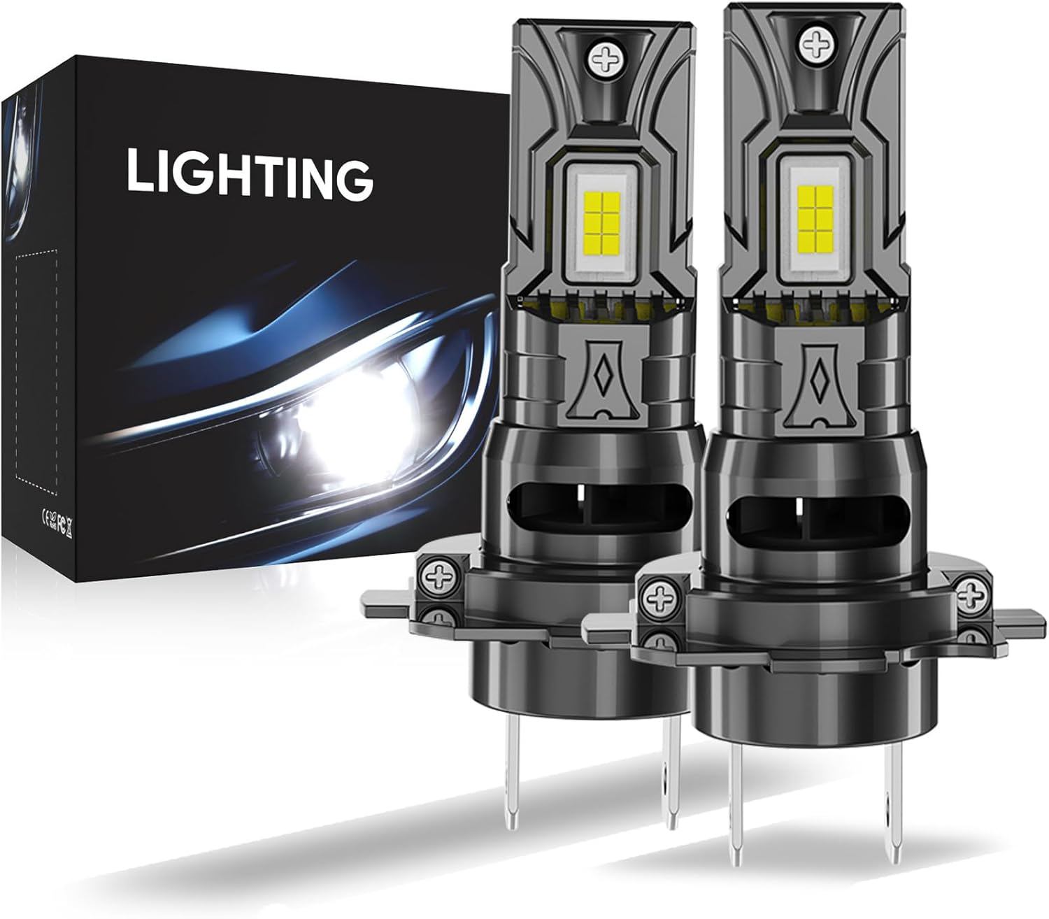2Pack H7 Light Bulbs,30000LM White Bright 6000K, 1:1 Size Replacement Fog Light Bulb Plug-and-Play Easy Installation IP67