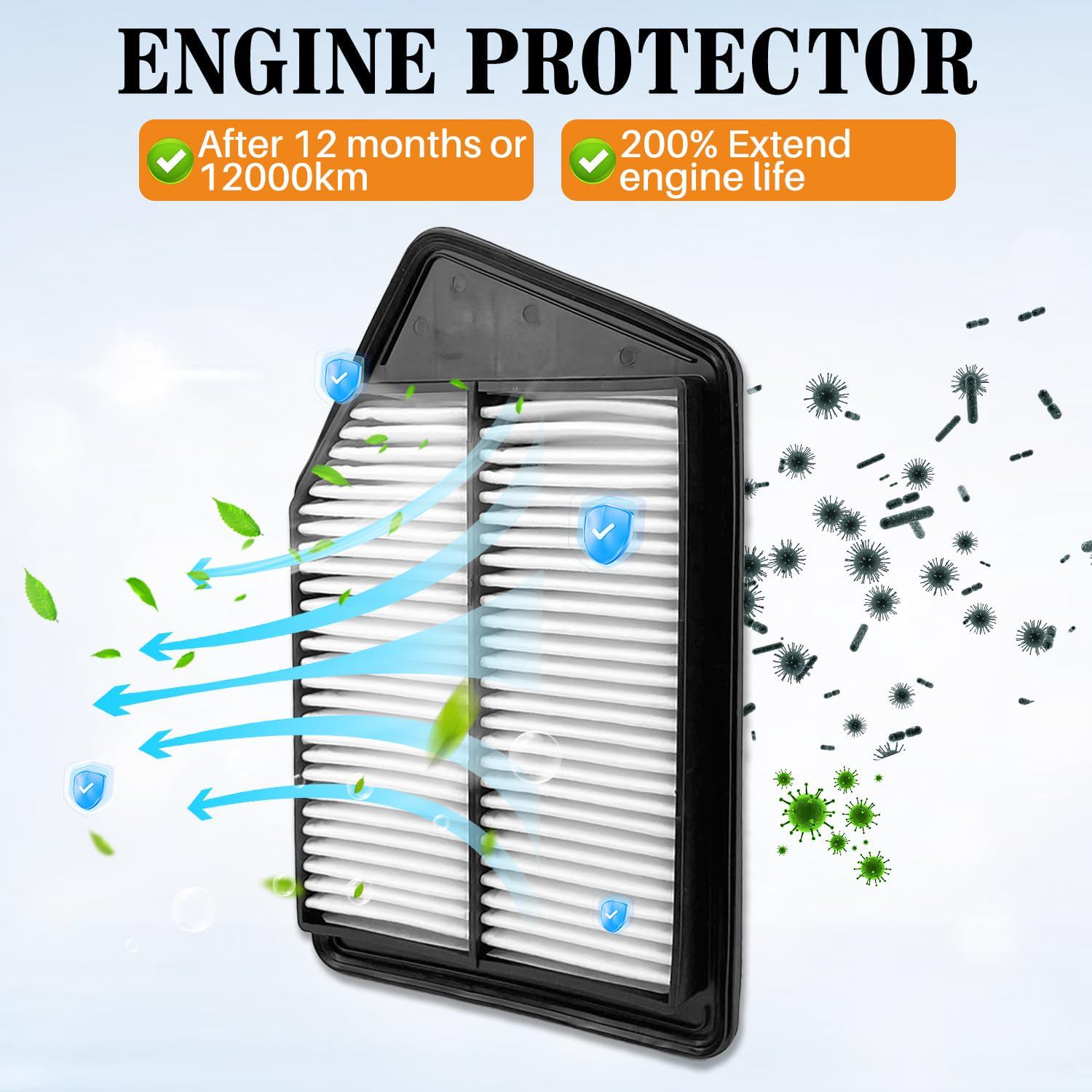 CA11476 Engine Air Filter Compatible with Honda Accord L4 2.4L (2013-2017), for Acura TLX L4 2.4L(2015-2020),Replaces 17220-5A2-A00 - (size: CA11476)
