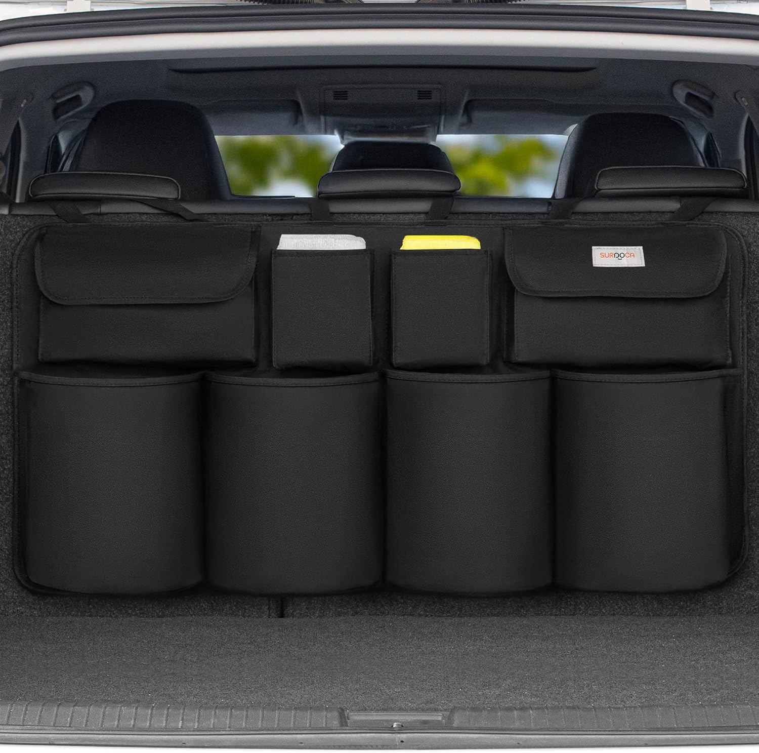 SURDOCA Car Trunk Organizer, UPGRADE Hanging Trunk Organizer for SUV, Backseat Car Organizer with 8 Large Compartments, Car Accessories Interior, Space Saving Expert