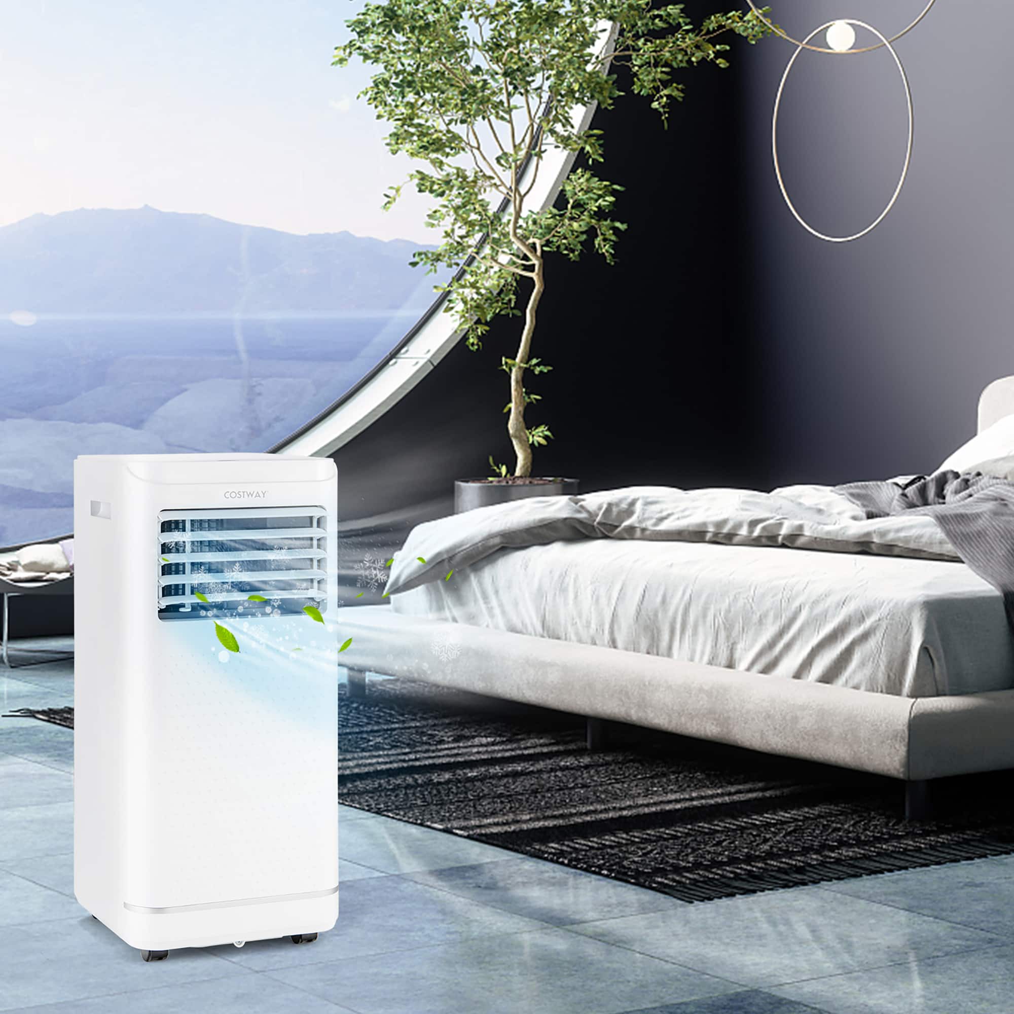 Costway - 8000 BTU Portable Air Conditioner with Dehumidifier & Fan Mode, up to 250 Sq.Ft - White