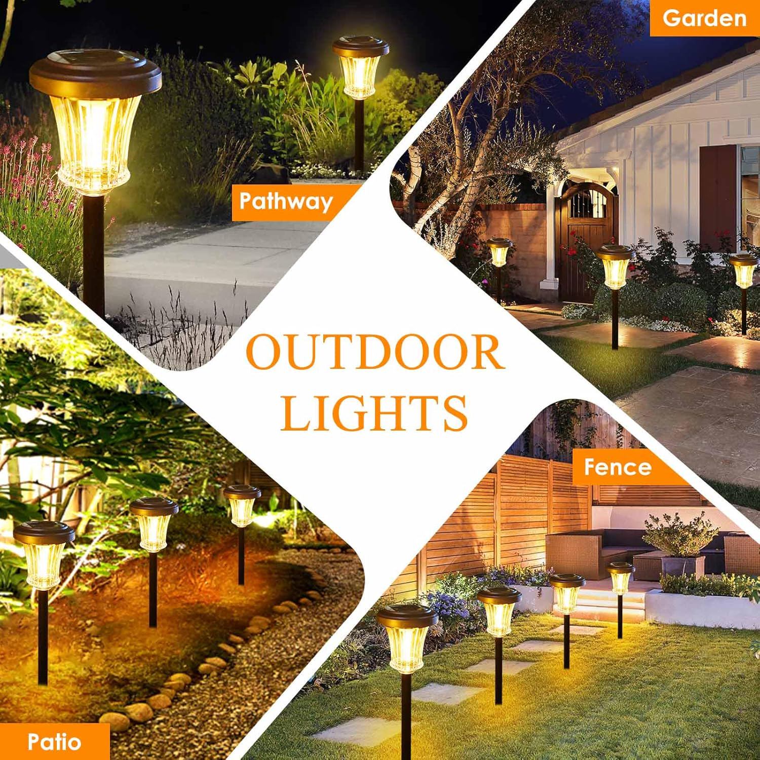 IDEAALS 4Pk 2 Modes(Steady on/Flickering) Solar Lights Outdoor Pathway, Solar Garden Lights, Auto On/Off Torch Lights with Flickering Flame for Walkway, Yard, Garden Decor(Circular)