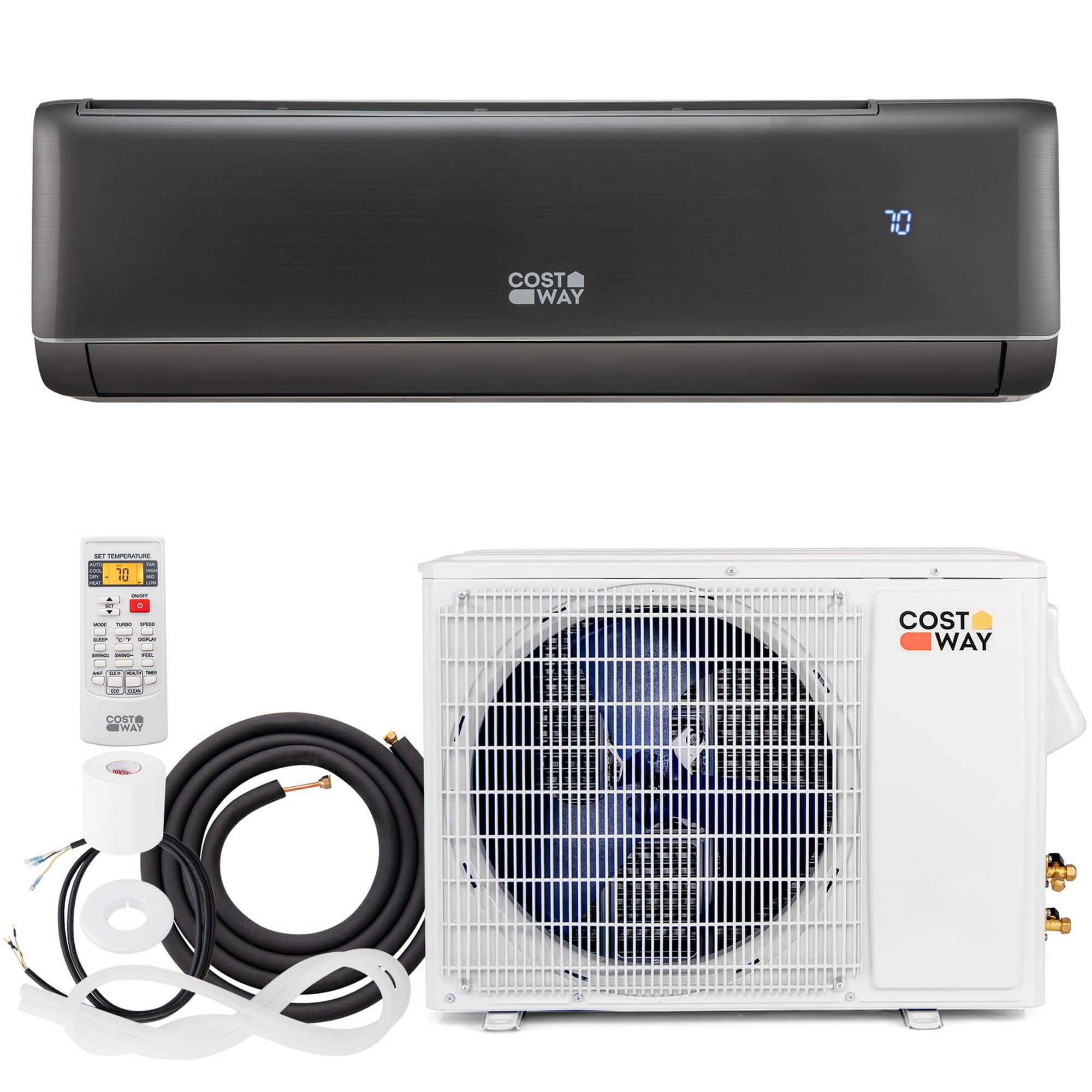 Costway - 12000 BTU Mini Split Air Conditioner & Heater with Heat Pump - Grey + White