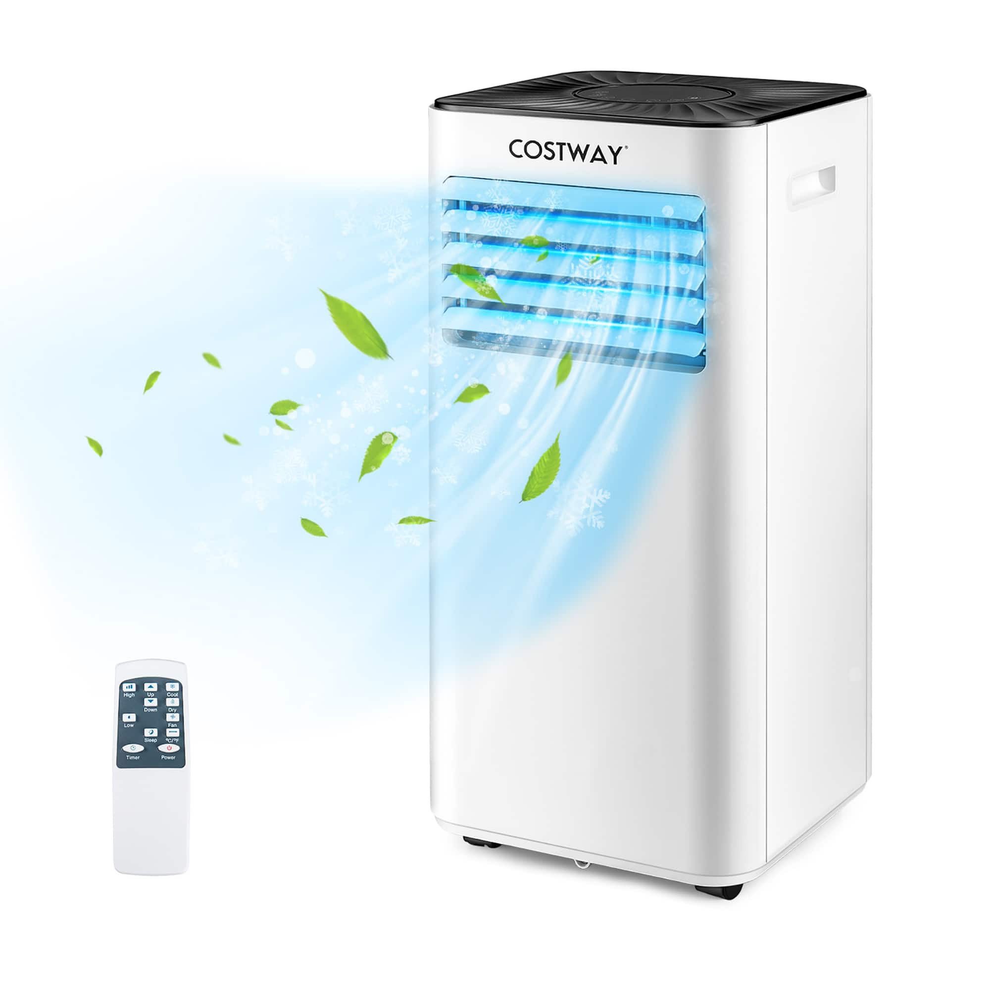 Costway - Portable Air Conditioner Cools up to 300 sq.ft 6000 BTU (10000 BTU ASHRAE) Evaporative Air Cooler Dehumidifier - White