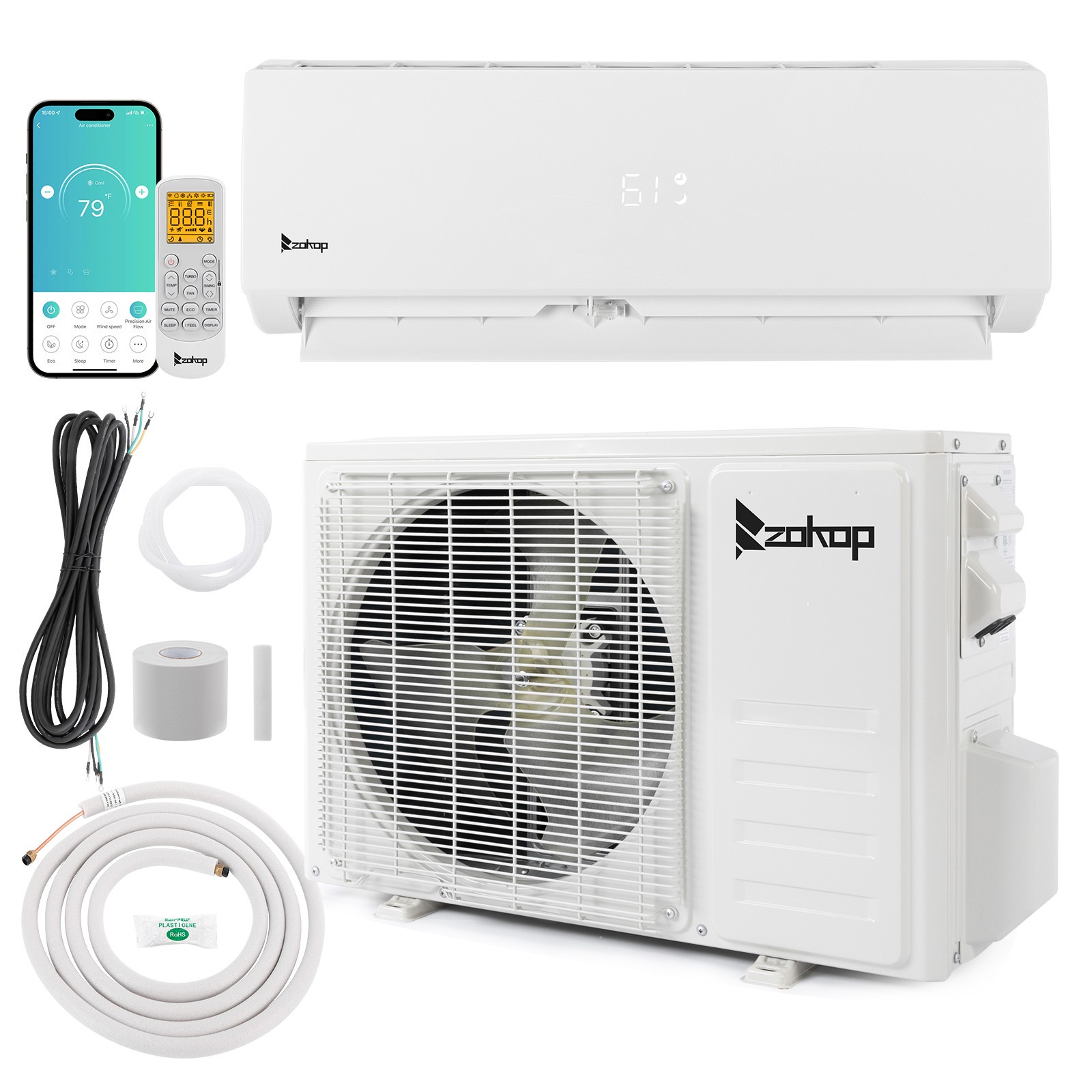 24000 BTU Mini Split 21 SEER2 INVERTER Air Conditioner Heat Pump 230V+Smart Wifi