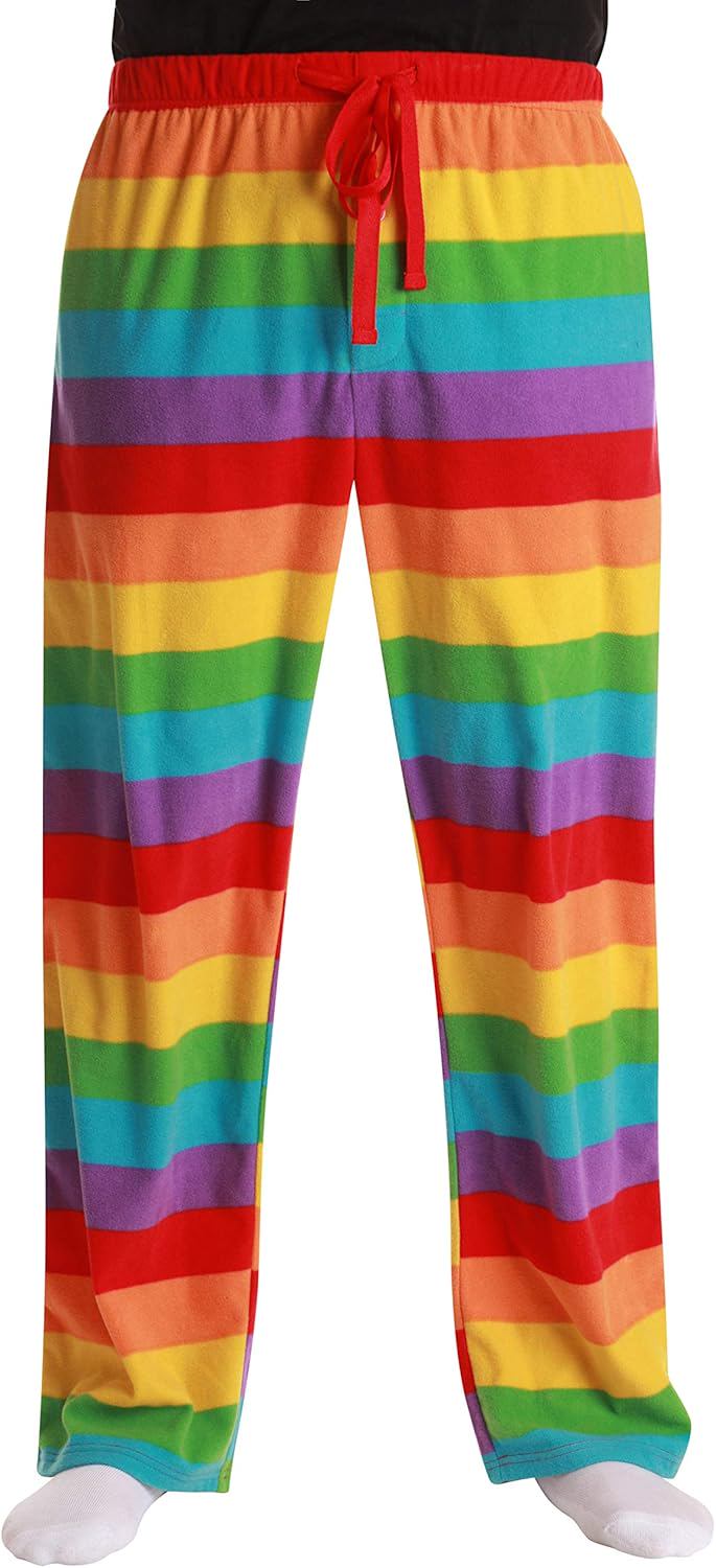 #followme Microfleece Men’s Pajama Pants - (color: Rainbow Stripe, size: X-Large)