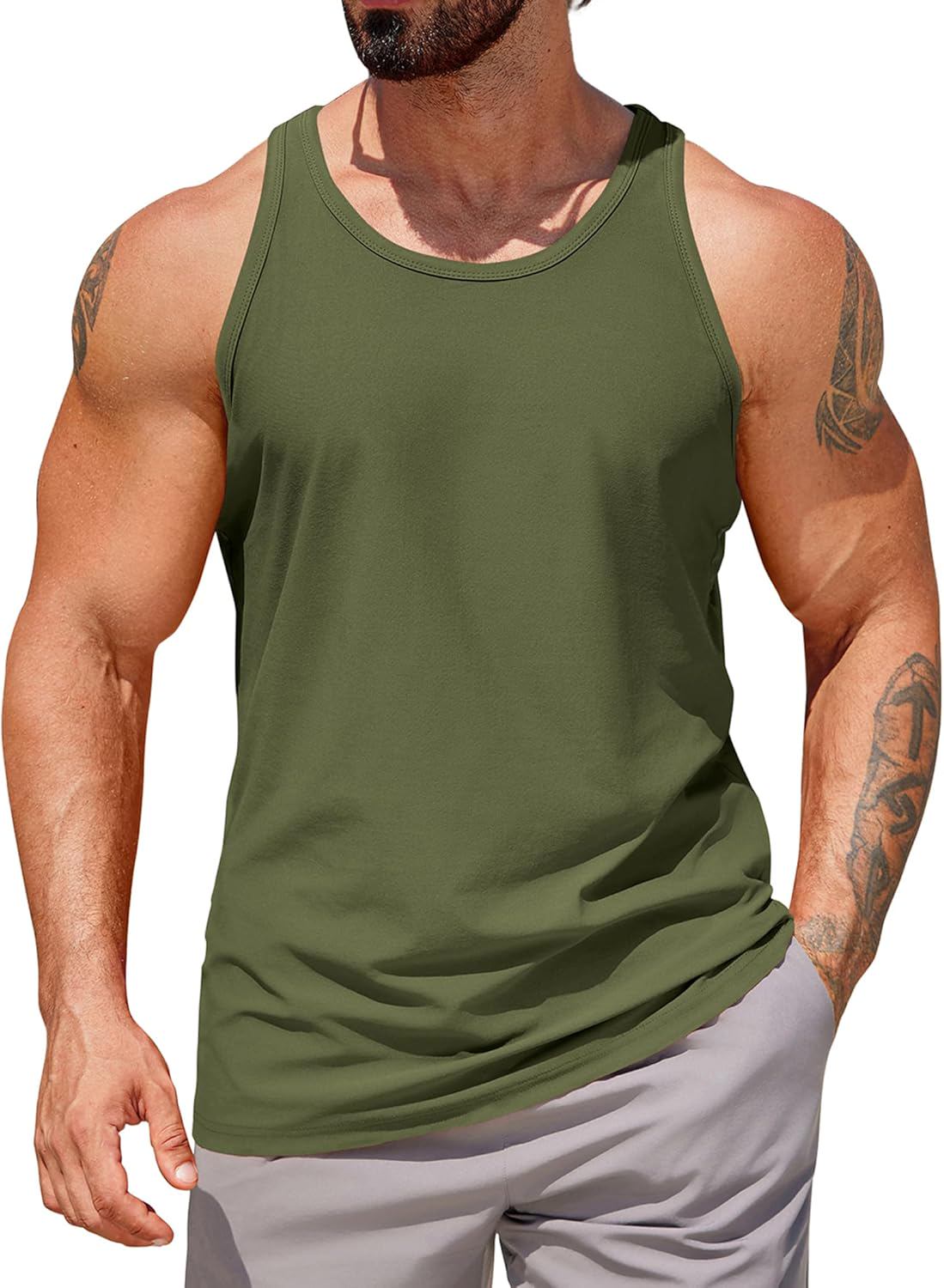 COOFANDY Men's Workout Tank Tops 2 Pack Y Back Sleeveless Shirts Gym Muscle T Shirt Bodybuidling Athletic Stringer Tee