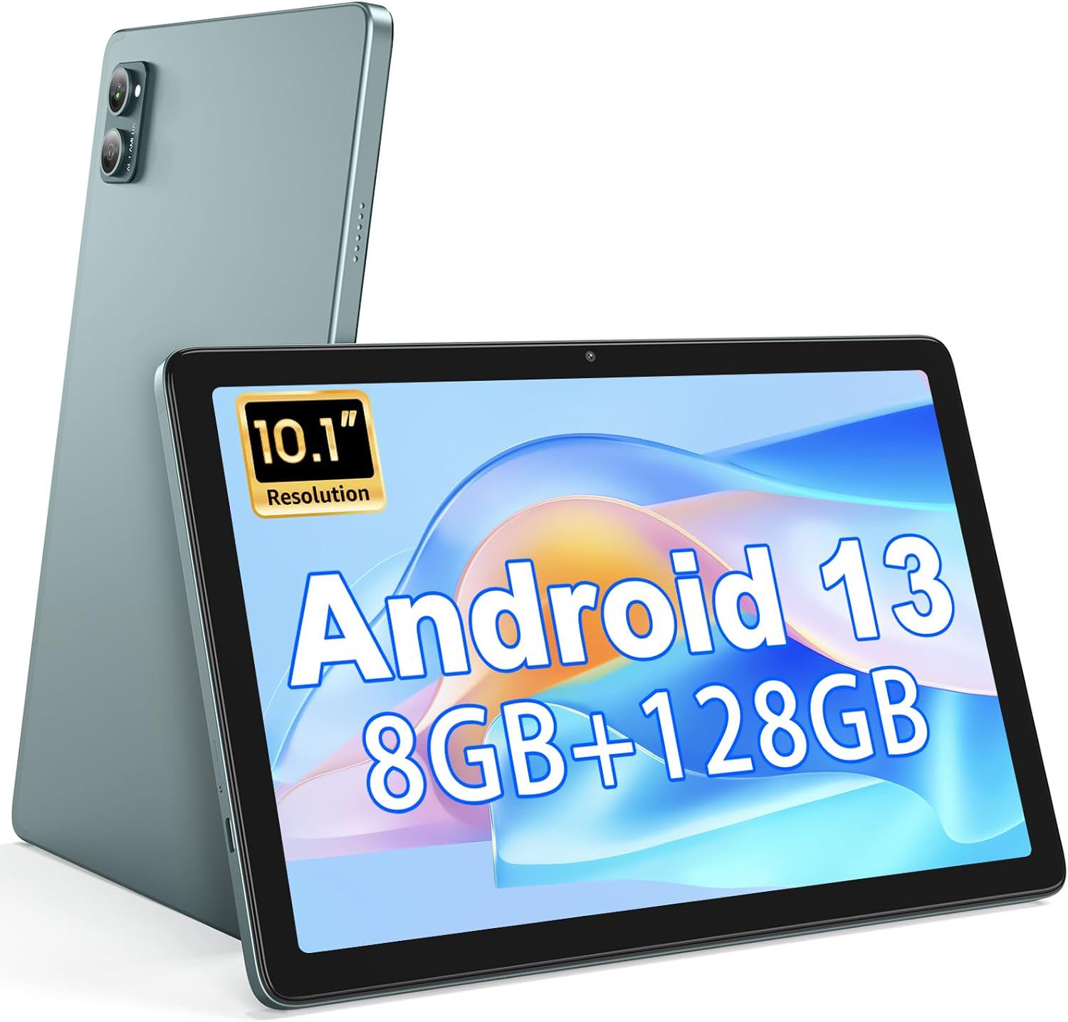 Lastest 2024 Android Tablets, 10.1" Android 13 Tablet with Octa-core Processor, Ultra Slim 8(4+4GB) RAM+128GB ROM+512GB Expand, BT 5.0, Dual Camera, 1280x800 HD IPS