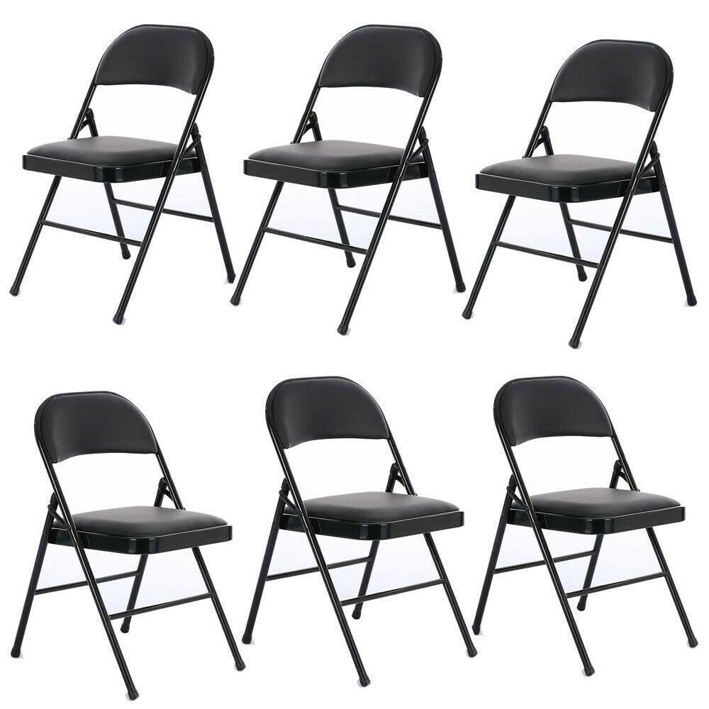 (6 Pack) Folding Stackable Chairs Padded Seat -Office Home Event Wedding Party