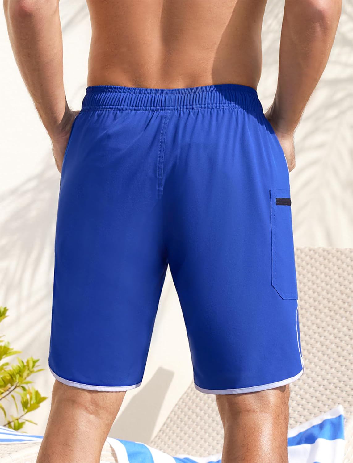 SILKWORLD Mens Swim Trunks with Compression Liner 9 Inch Long Bathing Suit 2 in 1 Beach Quick Dry Shorts with Pockets