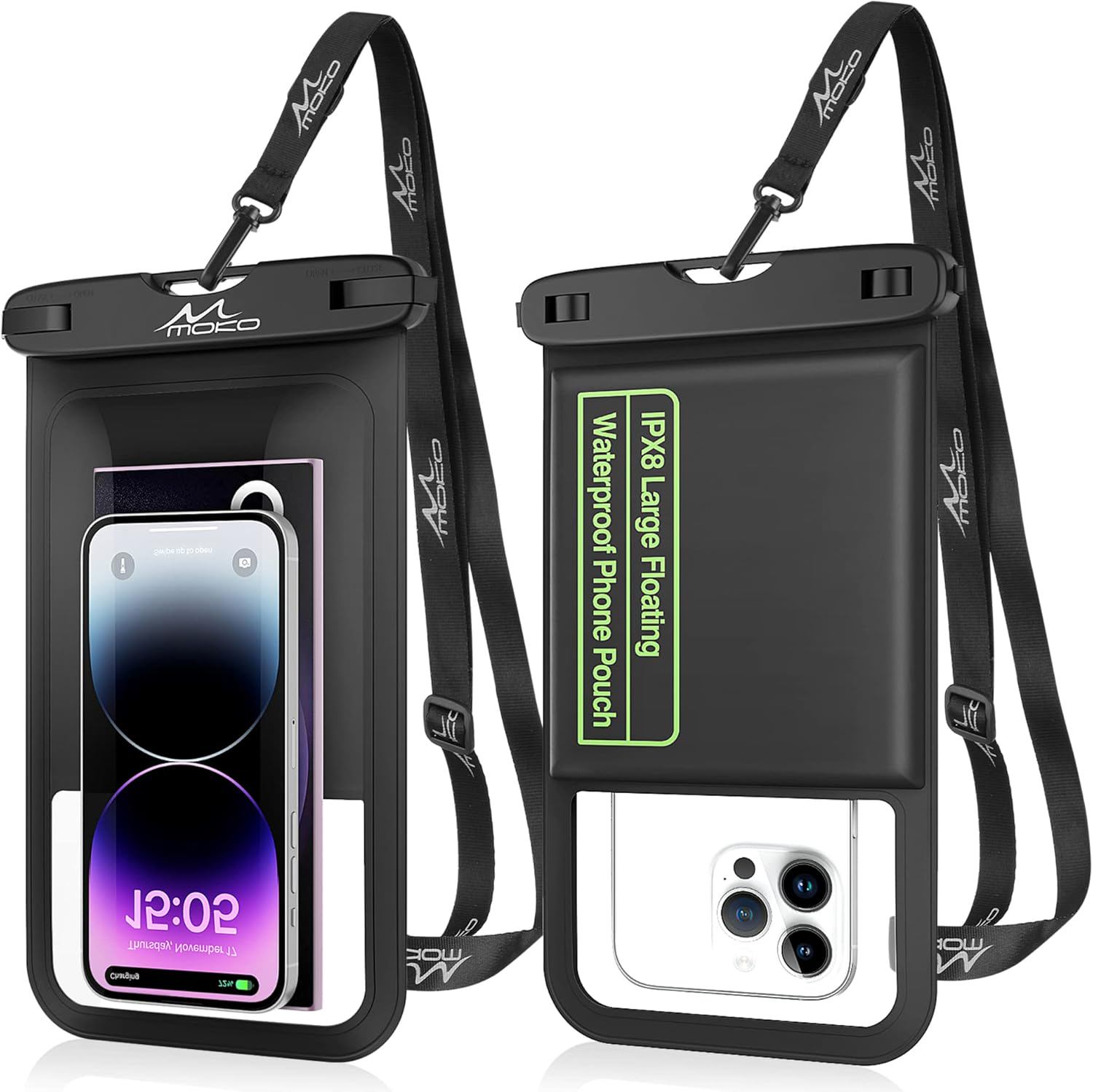 MoKo Floating Waterproof Phone Pouch - 9.5" Large Clear Phone Water Protector Pouch Dry Bag Case with Lanyard, Compatible for iPhone 14 13 12 Pro Max, Galaxy S23 S22 Ultra