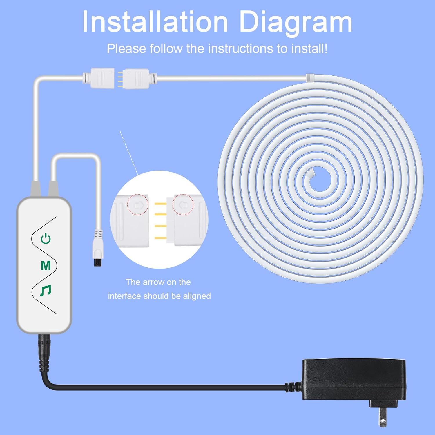 MIHEAL Neon LED Strip Lights, Music Sync Flexible Neon Rope Lights Color Changing, Control with App/Remote Multiple Modes IP67 Waterproof LED Neon Lights for Bedroom Indoor Outdoor Decor