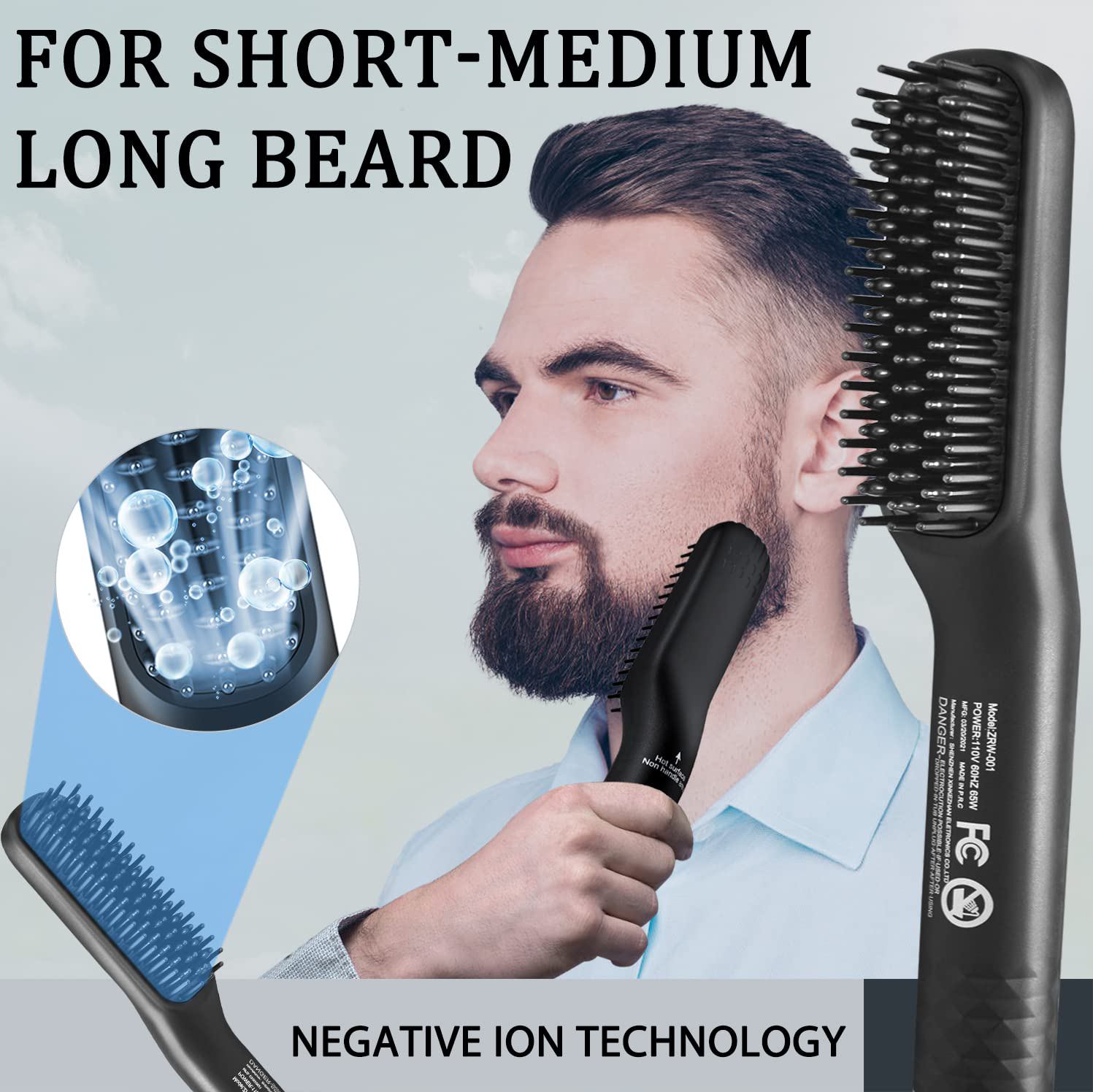 Beard Straightener w/Beard Balm & Beard Growth Oil & Beard Guide E-Book,Upgraded 3 in 1 Hair Straightener Brush Beard Straightening Comb,Unique Stocking Stuffers Gifts for Men Him Husband