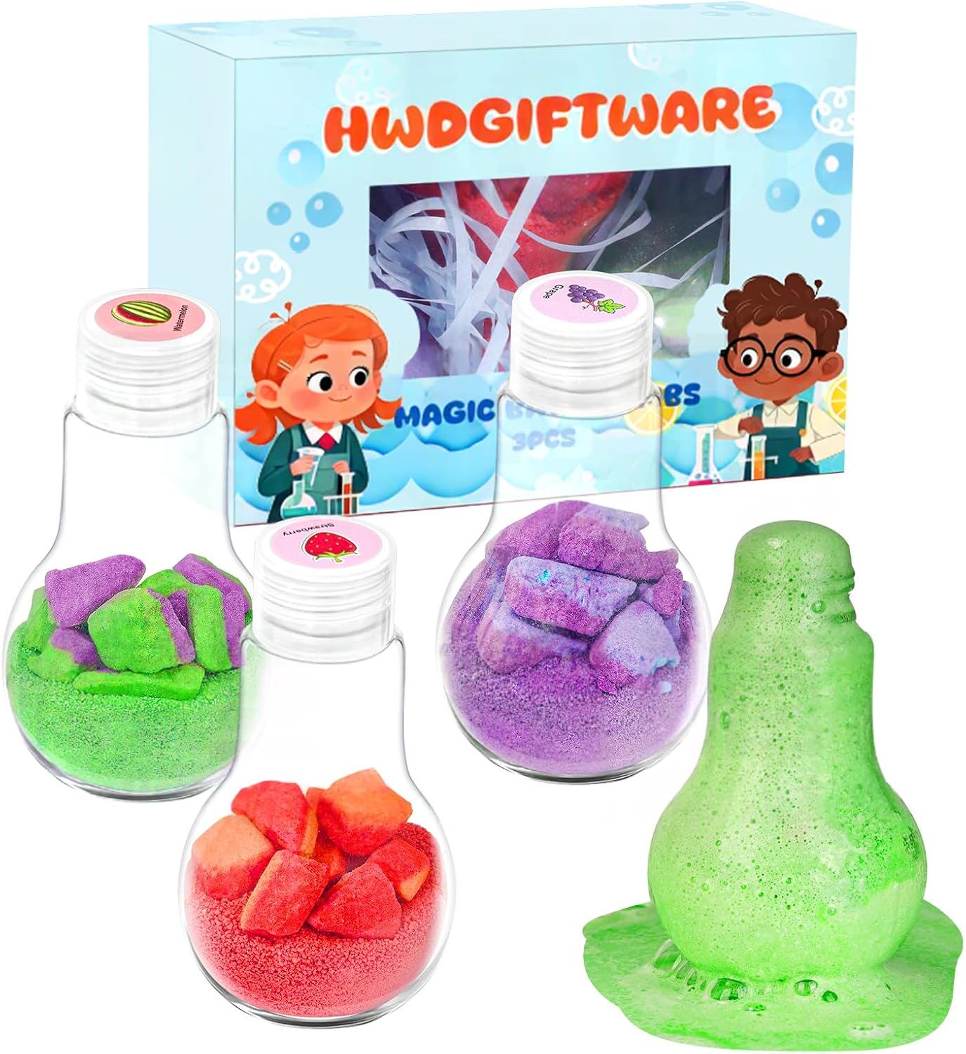 Bath Bombs for Kids Gift Set, Bath Toys - Safe & Non-Tonic Color Bath Bomb Toy Gift for Kids Ages 3+, Fun Science Toddler Bubble Bath Fizzy, Idea Birthday Gifts for Girls and Boys