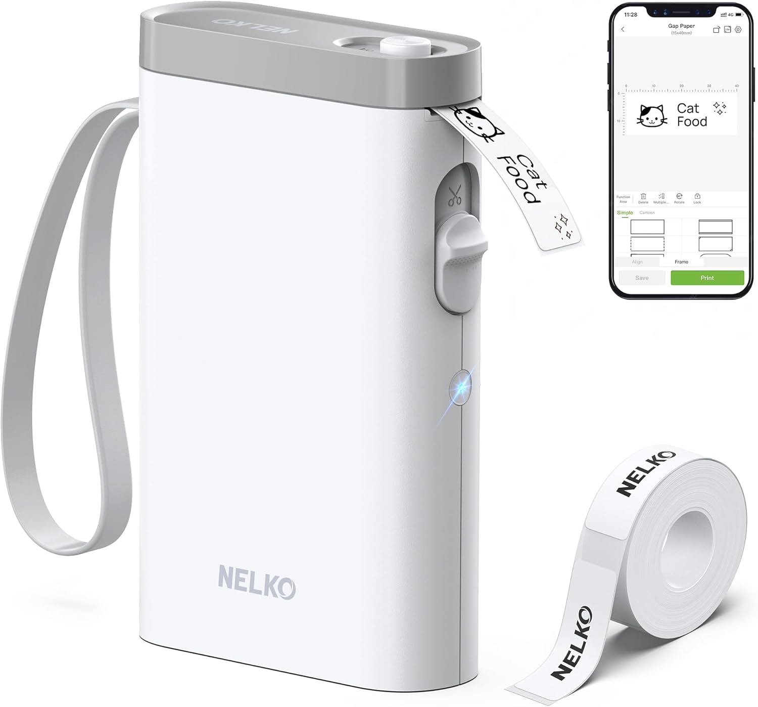 Nelko Label Maker Machine with Tape, P21 Bluetooth Label Printer, Wireless Mini Label Makers with Multiple Templates for Organizing Office Home, White