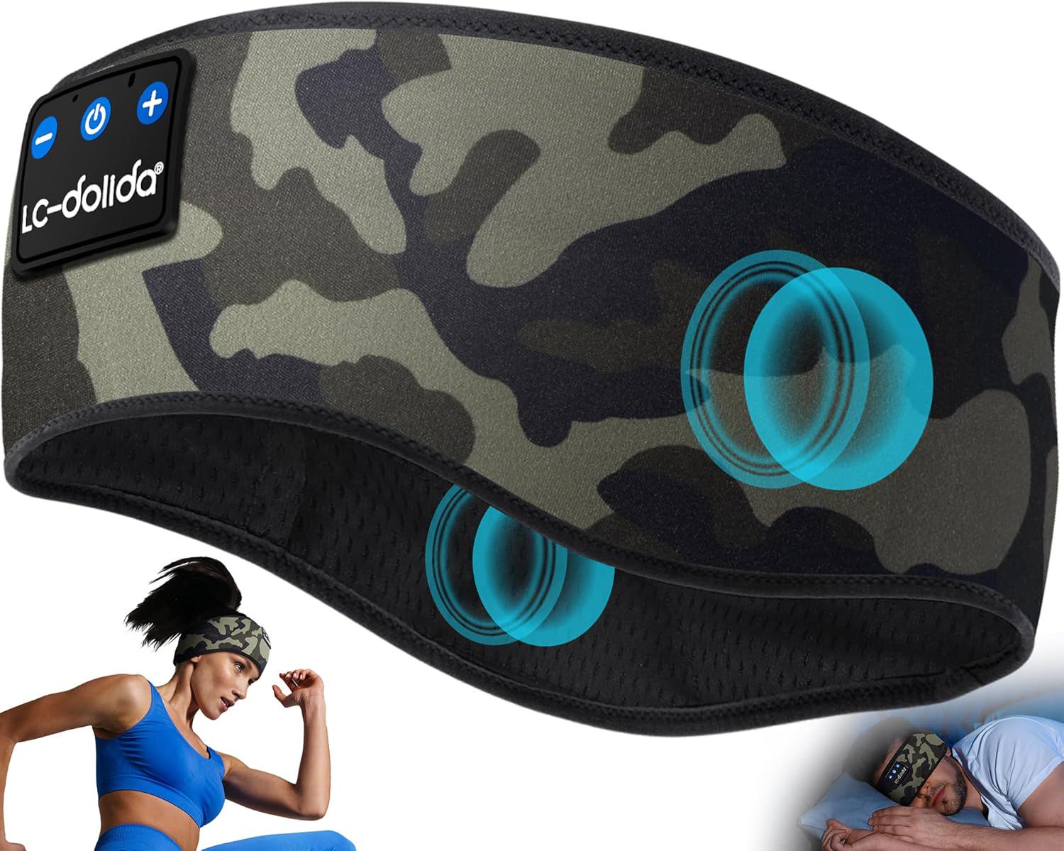 LC-dolida Headband Headphones Bluetooth Headband, Sleep Headphones Wireless Bluetooth with Ultra-Thin HD Stereo Speaker, Sleep Headband Earphones for Workout Yoga Insomnia Meditation Gifts